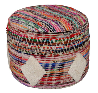 18" Rainbow Geometric Cylinder Pouf Ottoman