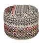 18" Rainbow And Gray Cylinder Geometric Pouf Ottoman