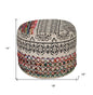 18" Rainbow and Gray Geometric Cylinder Pouf Ottoman