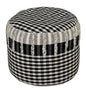 18" Black Cotton Cylinder Plaid Pouf Ottoman