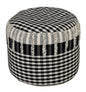 18" Black Cotton Cylinder Plaid Pouf Ottoman