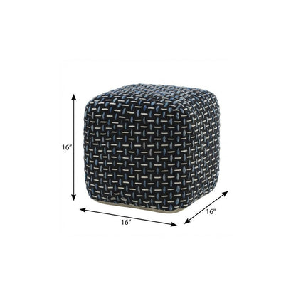 16" Black Upholstery Geometric Pouf Ottoman