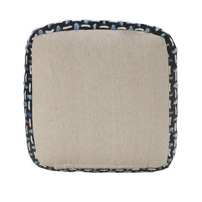 16" Black Upholstery Geometric Pouf Ottoman