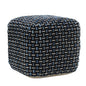 16" Black Fabric Geometric Pouf Ottoman