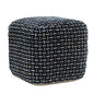16" Black Fabric Geometric Pouf Ottoman