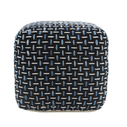 16" Black Upholstery Geometric Pouf Ottoman