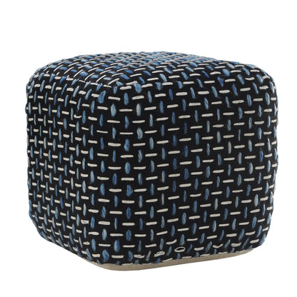 16" Black Upholstery Geometric Pouf Ottoman