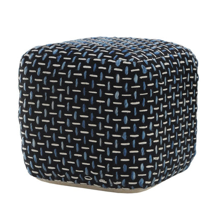 16" Black Upholstery Geometric Pouf Ottoman