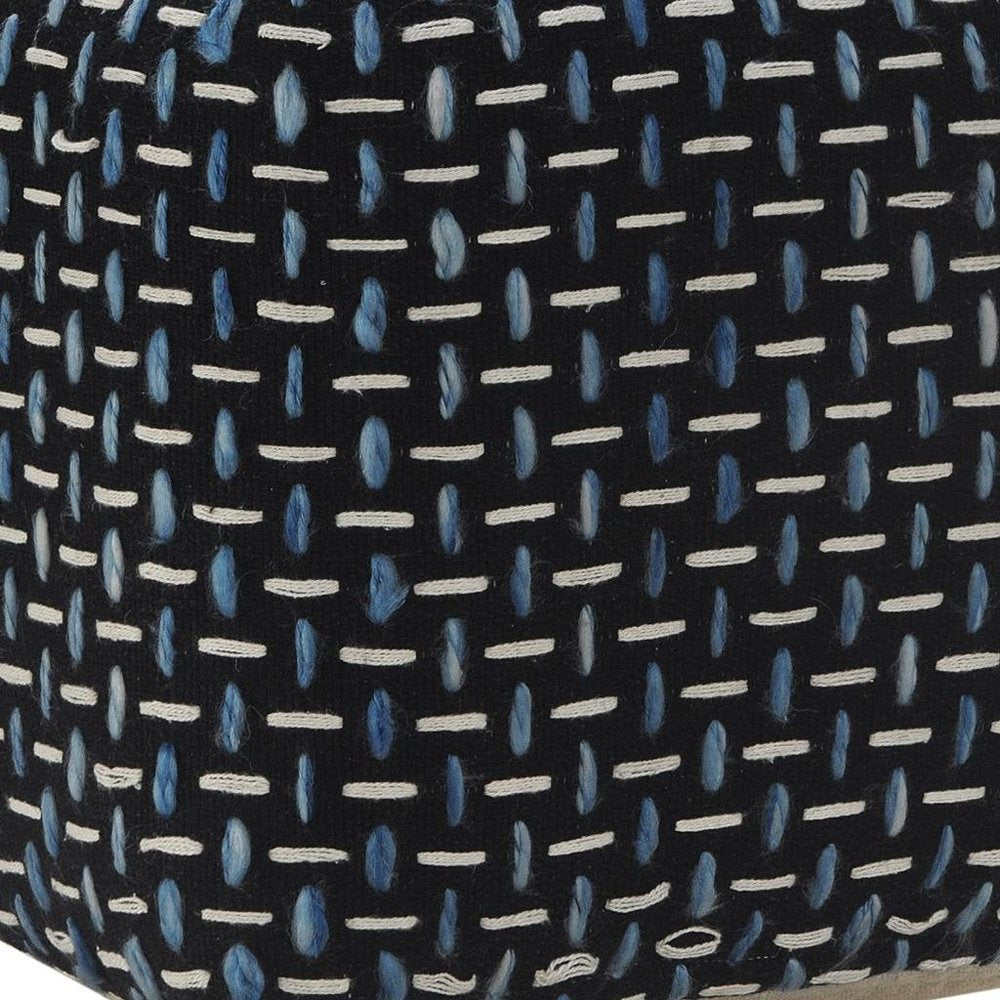 16" Black Upholstery Geometric Pouf Ottoman
