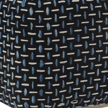 16" Black Upholstery Geometric Pouf Ottoman