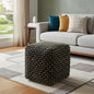 16" Black Upholstery Geometric Pouf Ottoman