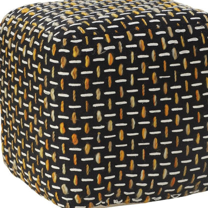 16" Black Upholstery Geometric Pouf Ottoman