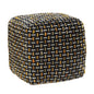 16" Black Fabric Geometric Pouf Ottoman