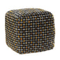 16" Black Fabric Geometric Pouf Ottoman