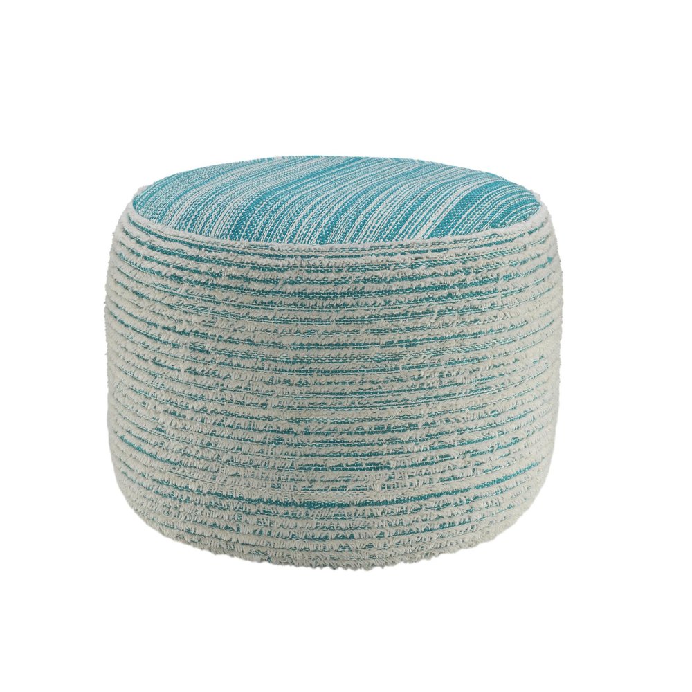 18" Pink Fabric Cylinder Striped Pouf Ottoman