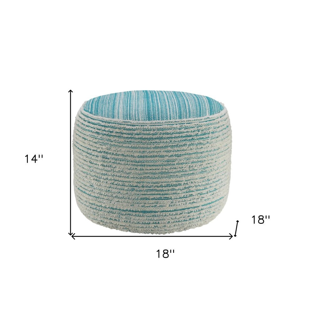 18" Pink Fabric Cylinder Striped Pouf Ottoman