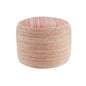 18" Pink Fabric Cylinder Striped Pouf Ottoman