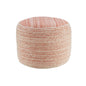18" Blue Fabric Cylinder Striped Pouf Ottoman