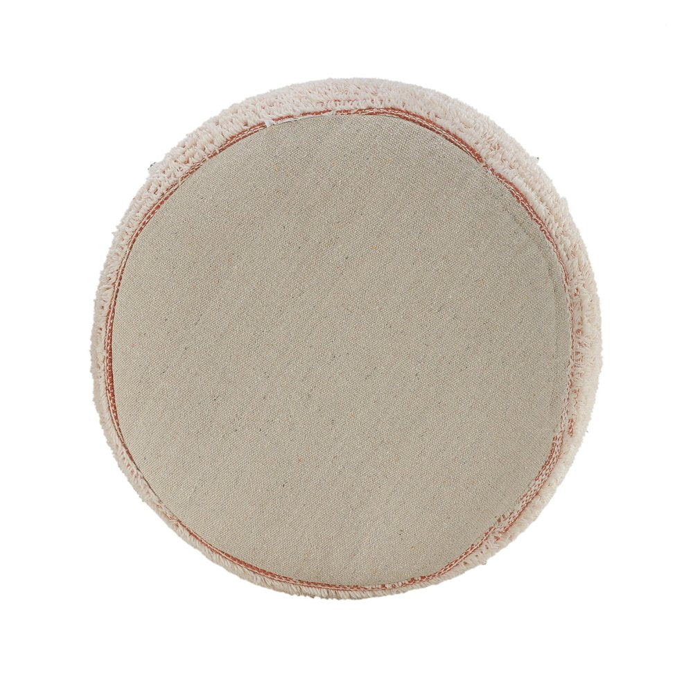18" Pink Fabric Cylinder Striped Pouf Ottoman