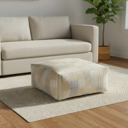 24" Red Patchwork Pouf Ottoman