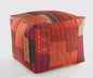 24" Red Patchwork Pouf Ottoman