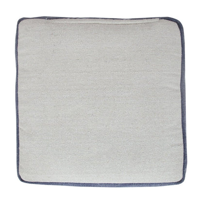 18" Natural And Navy Blue Cotton Medallion Pouf Ottoman