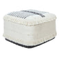 18" White Cotton Striped Pouf Ottoman