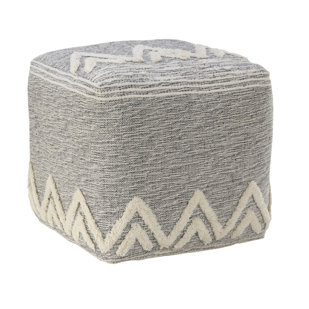 16" Gray Fabric Pouf Ottoman