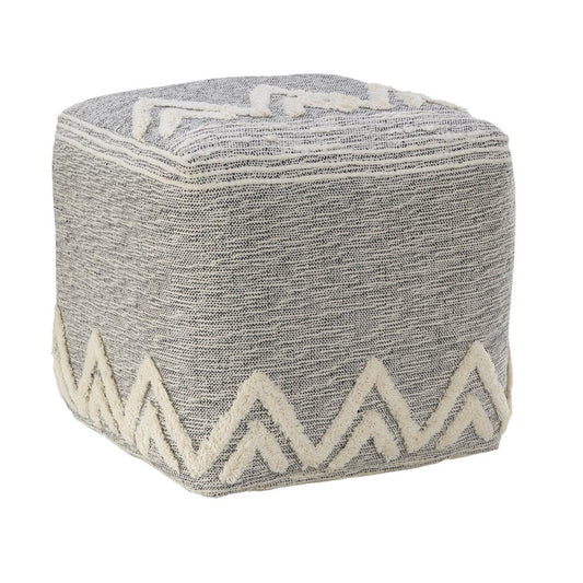 16" Gray Fabric Pouf Ottoman