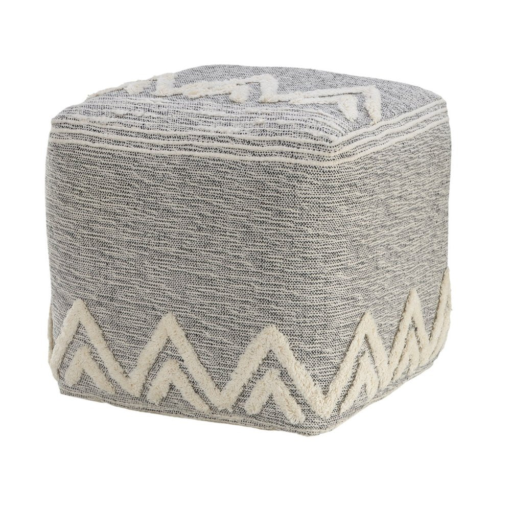 16" Gray Fabric Pouf Ottoman