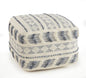 18" Blue Striped Pouf Ottoman
