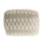 18" Beige Geometric Pouf Ottoman