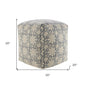 20" Beige Cotton Abstract Pouf Ottoman