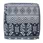 18" Blue Cotton Geometric Pouf Ottoman