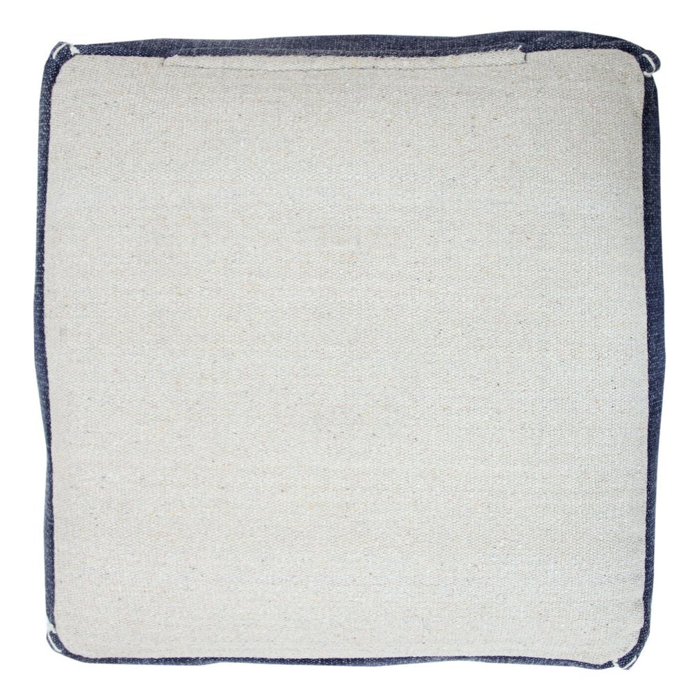 18" Blue Cotton Geometric Pouf Ottoman