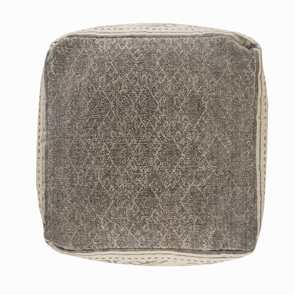 20" Beige Cotton Tribal Pouf Ottoman