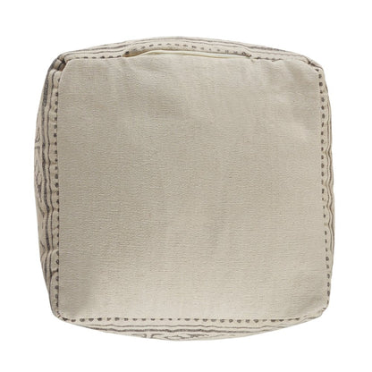 20" Beige Cotton Tribal Pouf Ottoman