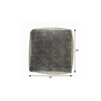 20" Cream Cotton Tribal Pouf Ottoman