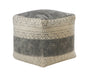 20" Cream Cotton Tribal Pouf Ottoman