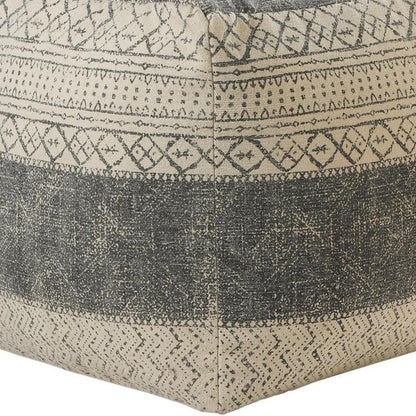 20" Cream Cotton Tribal Pouf Ottoman