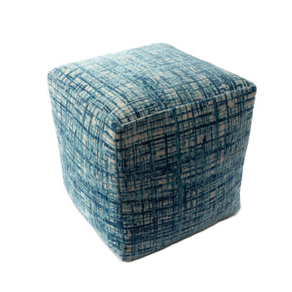 18" Blue Abstract Pouf Ottoman
