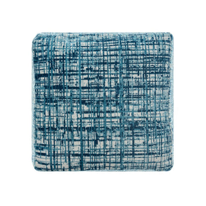 18" Blue Abstract Pouf Ottoman