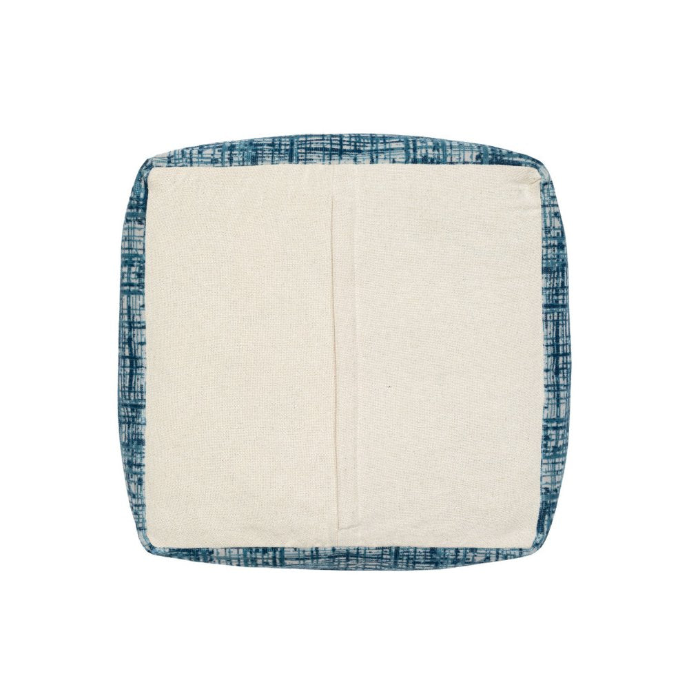 18" Blue Abstract Pouf Ottoman