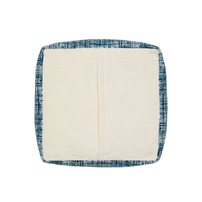18" Blue Abstract Pouf Ottoman