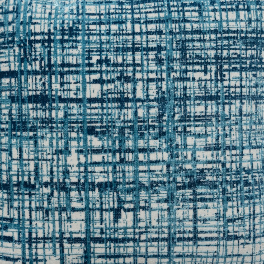 18" Blue Abstract Pouf Ottoman