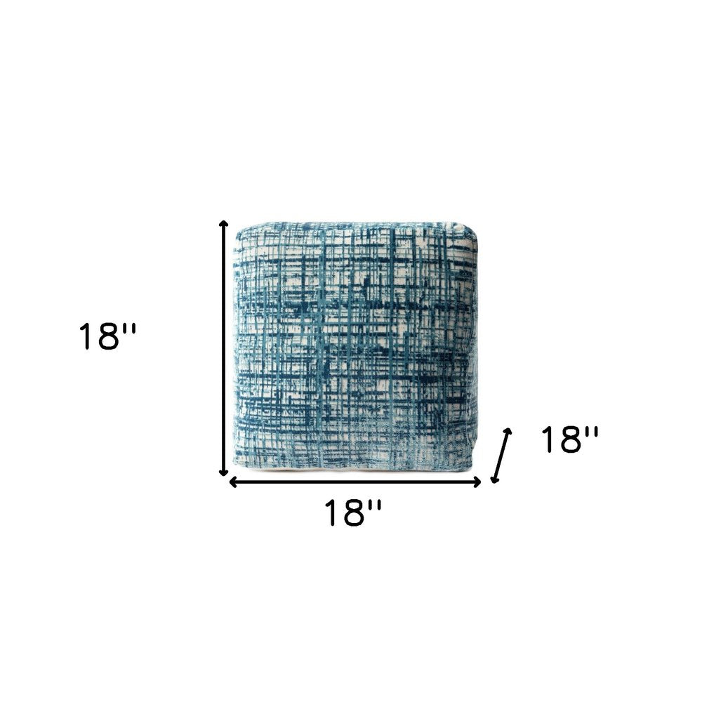 18" Blue Abstract Pouf Ottoman