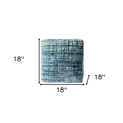 18" Blue Abstract Pouf Ottoman