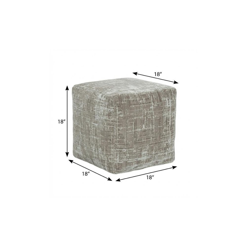 18" Gray Geometric Pouf Ottoman
