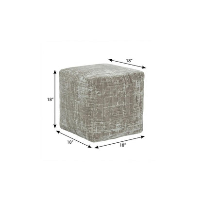 18" Gray Geometric Pouf Ottoman