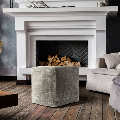 18" Gray Geometric Pouf Ottoman